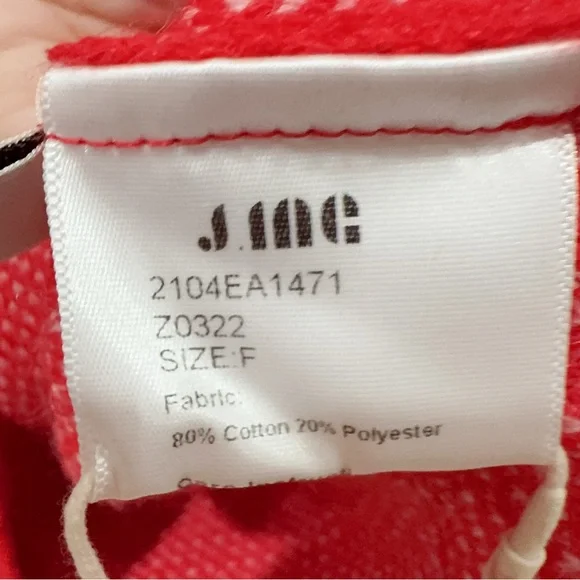 J.ING Jing Red Pullover Oversize Christmas Sweater w/ White Collar One Size NWT - Picture 9 of 10